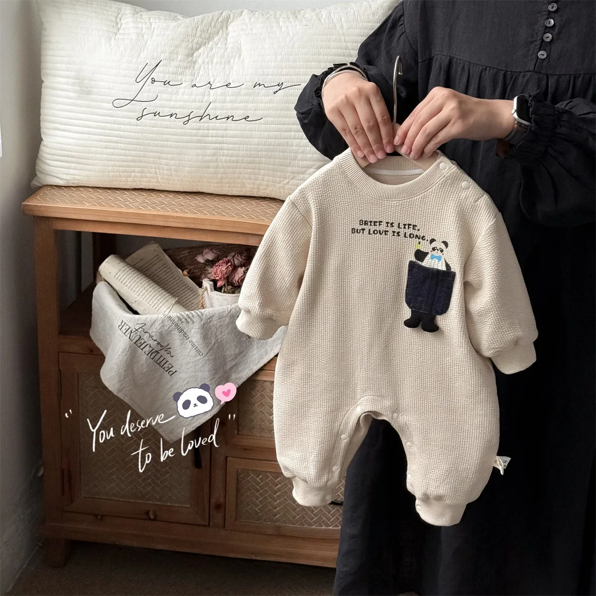 

Ins New Autumn Infant Baby Boys Rompers Panda Print Newborn Boys Jumpsuits Round Neck Long Sleeves 1-3Y Kid Boys Bodysuits