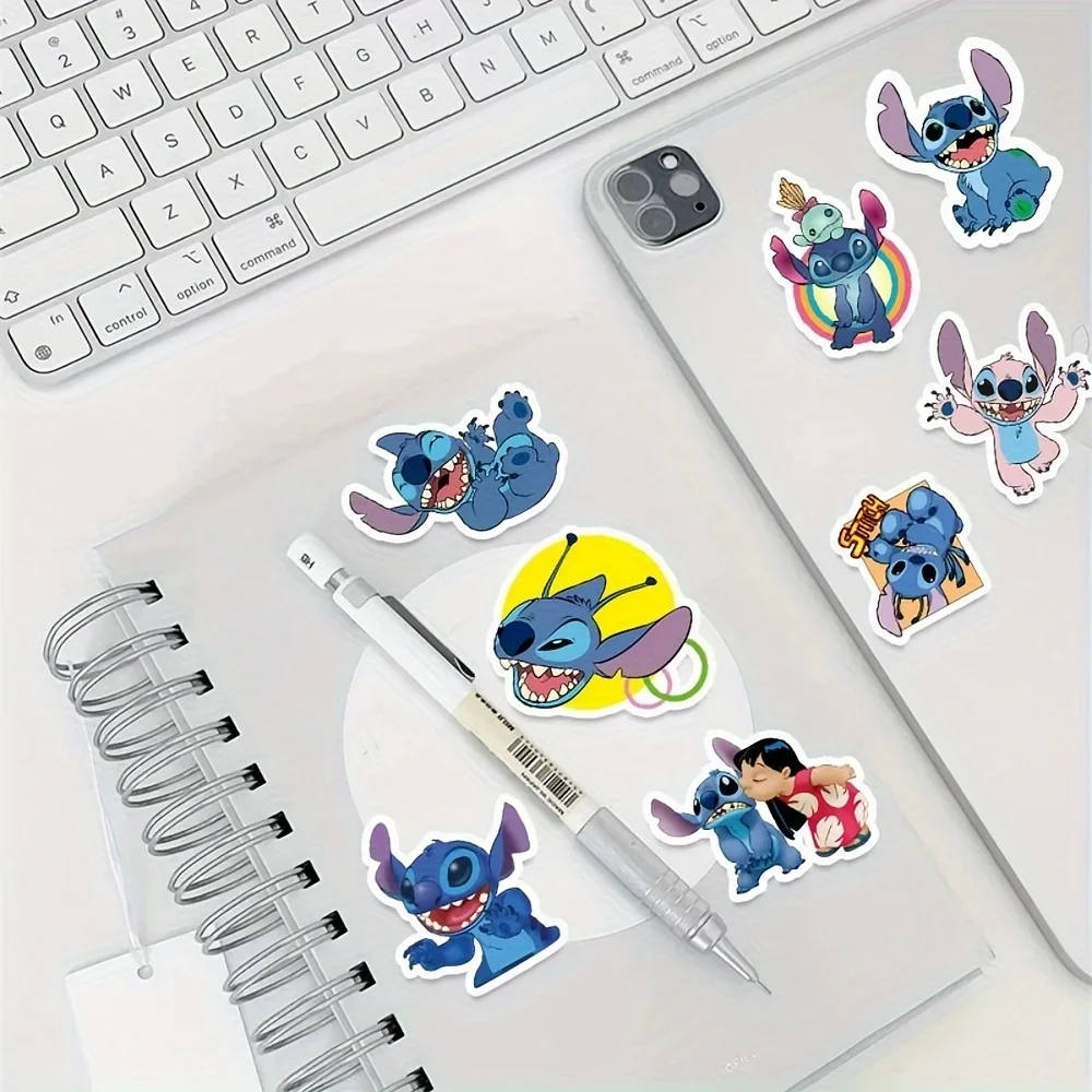 50pcs  Disney Cute Stitch Stickers, Cartoon Decoration, Suitable for Laptops, Suitcases, Phones, and Water Bottles