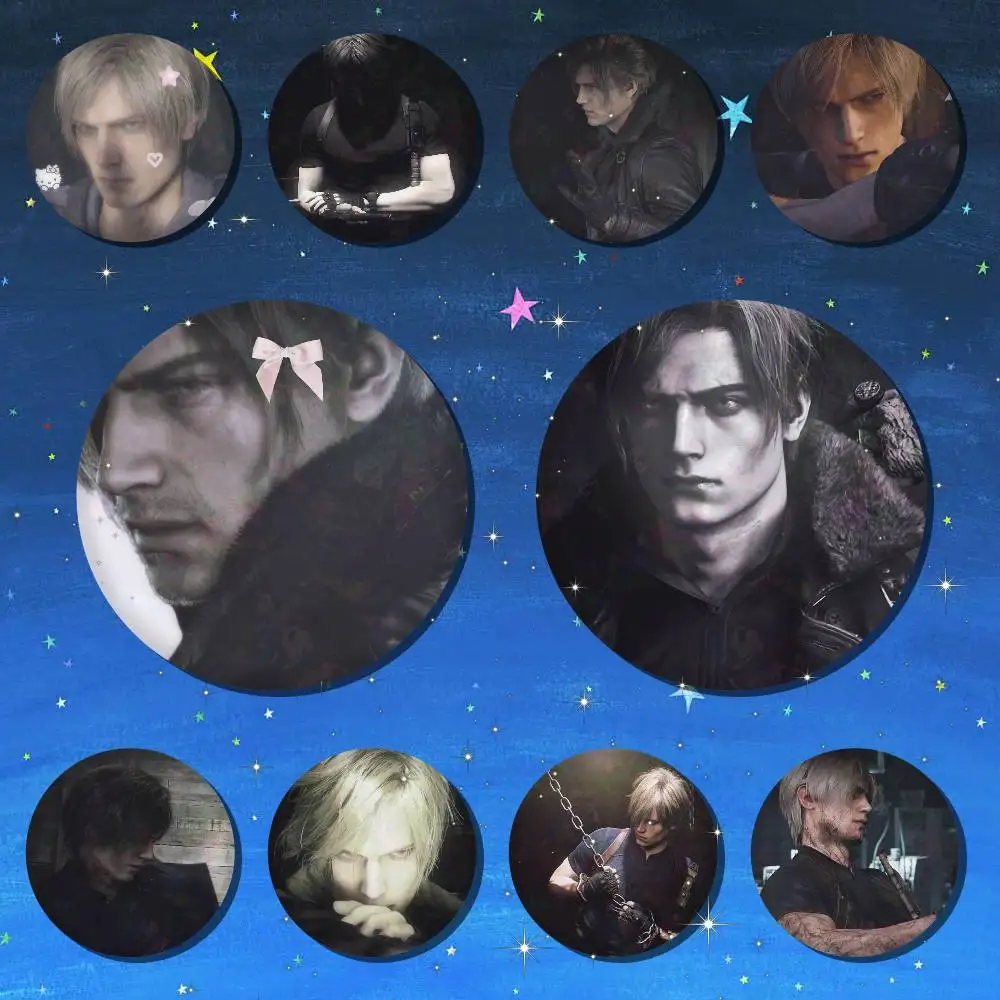 Leon Kennedy-y Mixed Theme Round Button Badge Set Anime Cartoon Music Game Fashion Pins For Bags Clothes Accessories