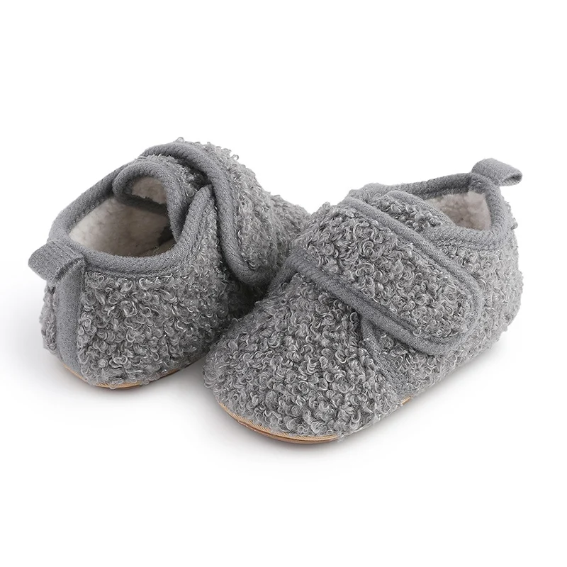 Autumn Winter Warm Baby Boots Infant Plush Soft Wool First Walkers Plush Thickened Shoes Newborn Anti-slip Footwear