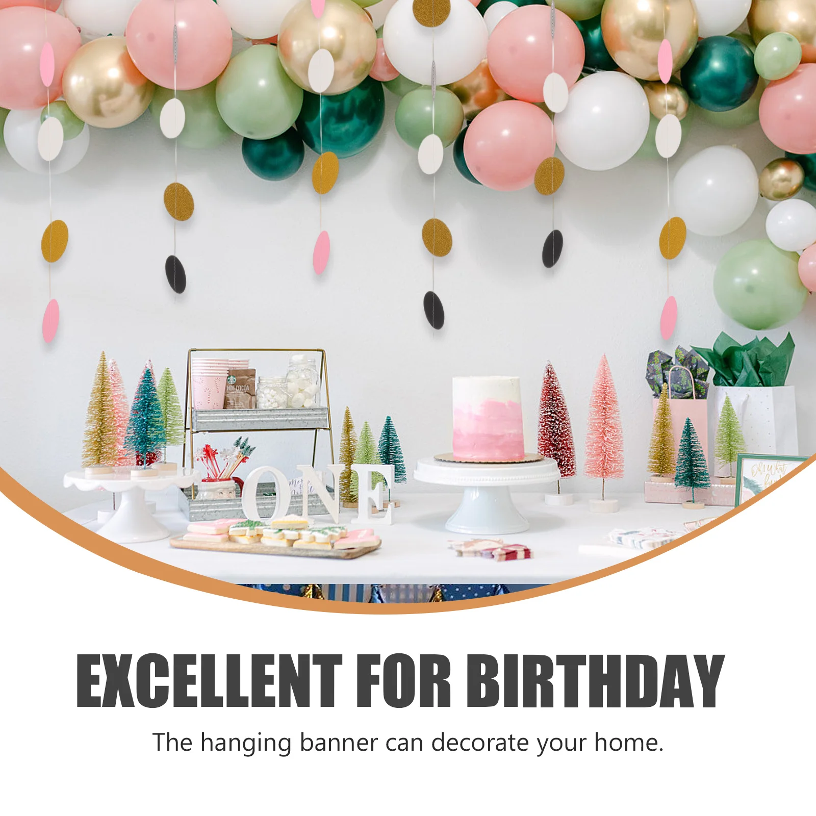 

4Pcs Circle Dot Garland Party Paper Banner Hanging Decoration Wedding Birthday Bridal Shower Streamer Hanging Circle Garland