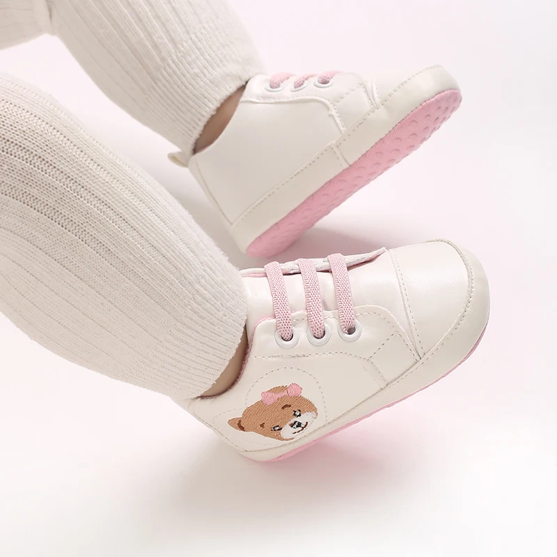 Frühlings- und Herbst-Babyschuhe, Lauflernschuhe, niedlicher Bär, 0-18 Monate, Babyschuhe, lässige, weiche Stoffsohle, weiße Schuhe, Sportschuhe – Detail 16