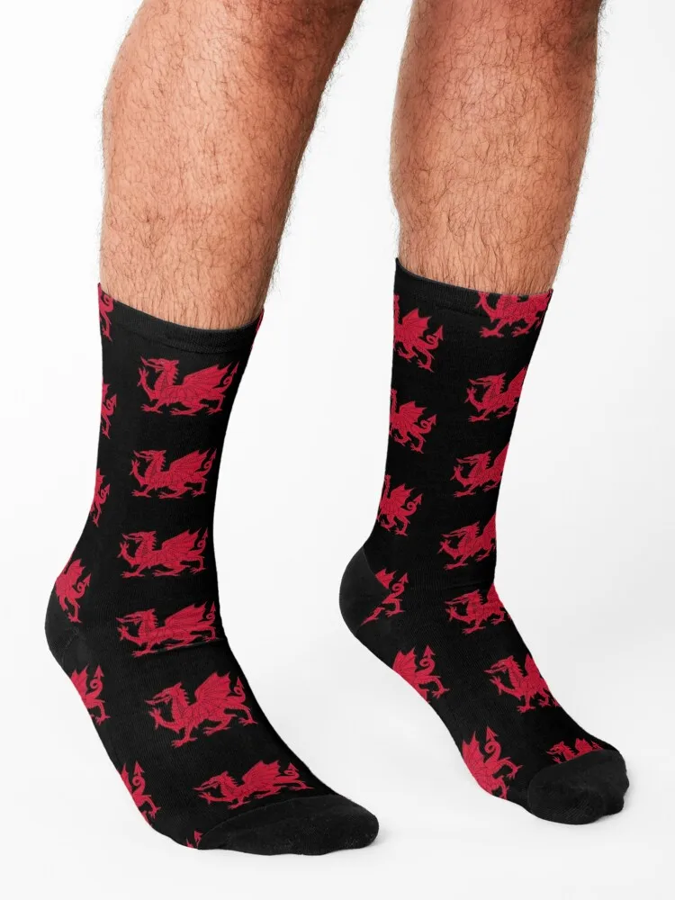 Red Welsh Dragon - Flag of Wales - Sport T-Shirt Sticker Bedspread Duvet Socks happy Rugby Socks For Women Men's