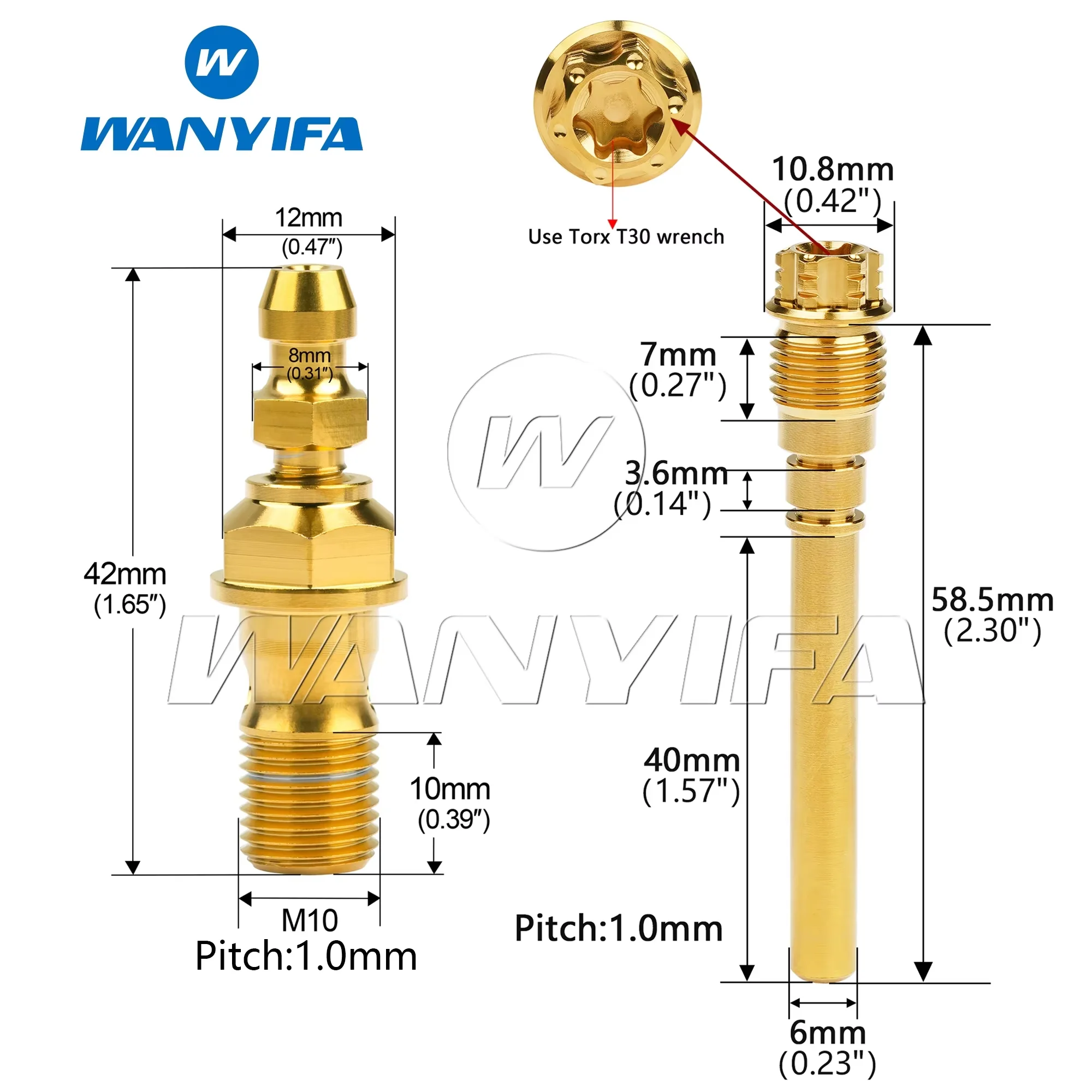 

Wanyifa Grade 5 Titanium Alloy Motorcycle Brake Bolt Kit M10 Single-Hole Bleed Valve and Banjo Caliper Pin
