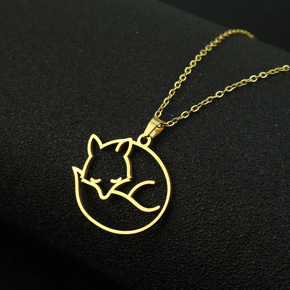 Fox Animal Pendant Necklace Stainless Steel Choker Chain Necklaces Summer Jewelry Best Wishes for Women Girls