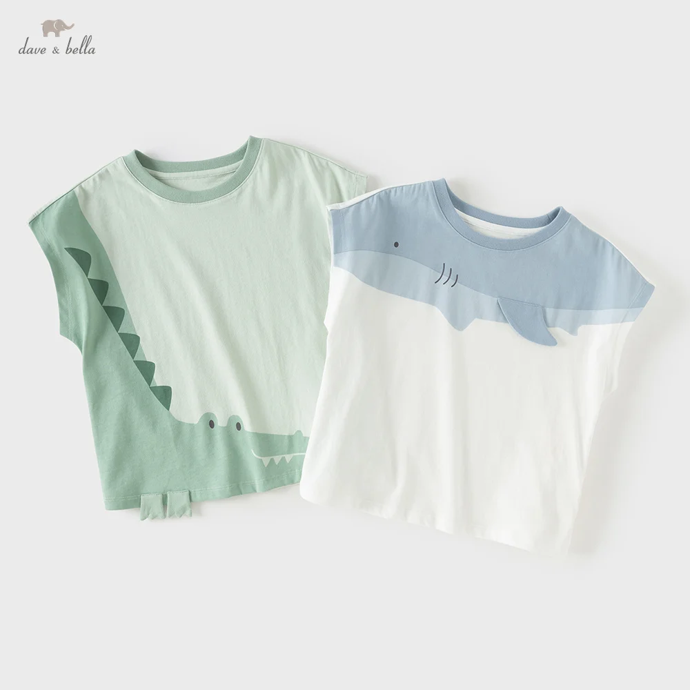Dave Bella Boys Vest Children Summer Tanks Tops Sleeveless Casual Beach Cool Bottoming Shirts Pure Cotton Cute Cartoon DB2261302