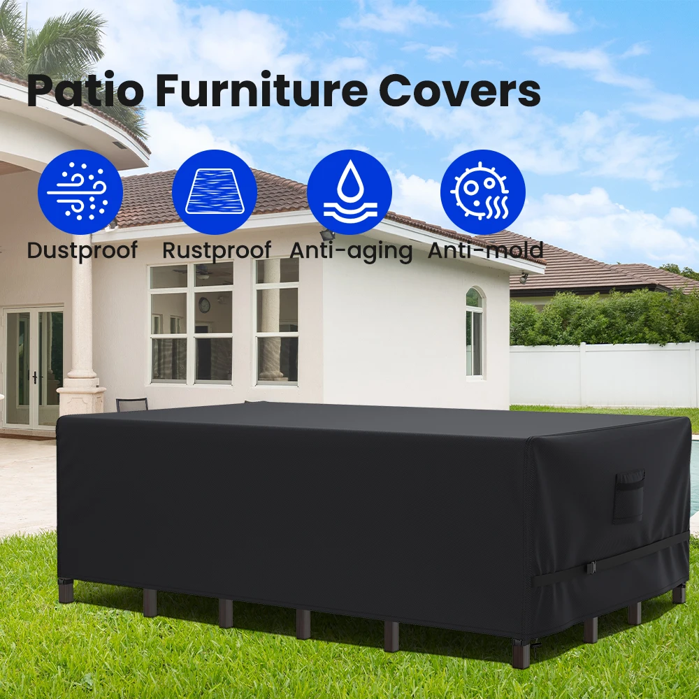 600D Garden Furniture Cover Oxford Fabric Tarpaulin Waterproof Outdoor Patio Dust Proof Cover for Sofa Table Chair