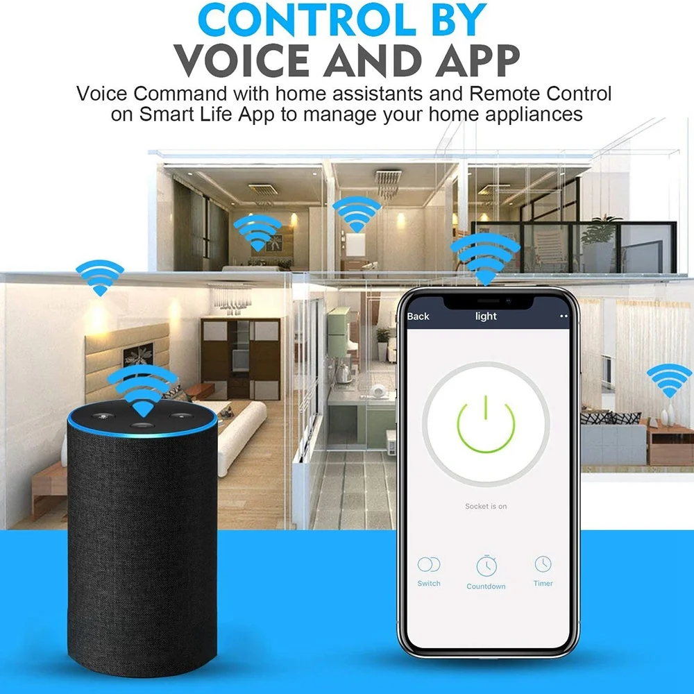 Top Deals Smart Wifi Mini Outlets Socket For Amazon Alexa Voice Control, Wifi Plug Remote Control Timing Function US Plug