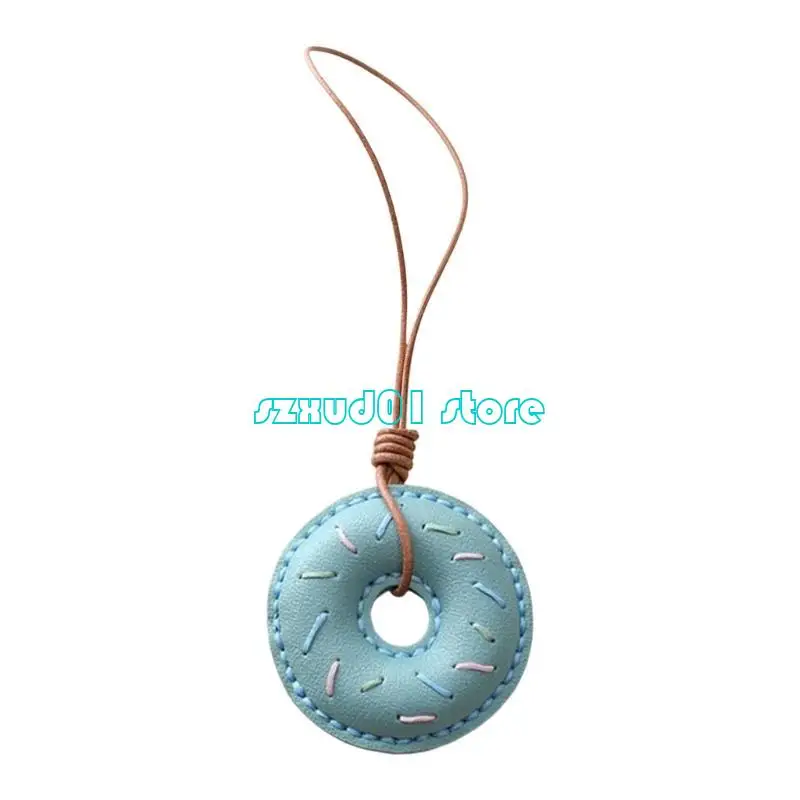 

1XCA PU Leather Doughnuts Key Holder/Lanyard Bag Pendant for Trendy Individuals