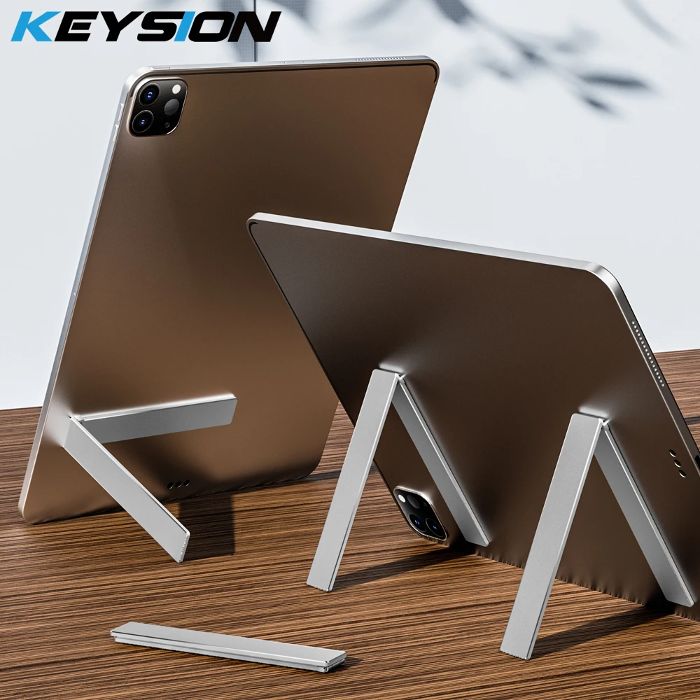 KEYSION 미니 L 자형 태블릿 스탠드, 접이식 알루미늄 합금 플레이트 스탠드, 테이블 홀더 브래킷, 아이패드, 화웨이, 삼성 패드용 