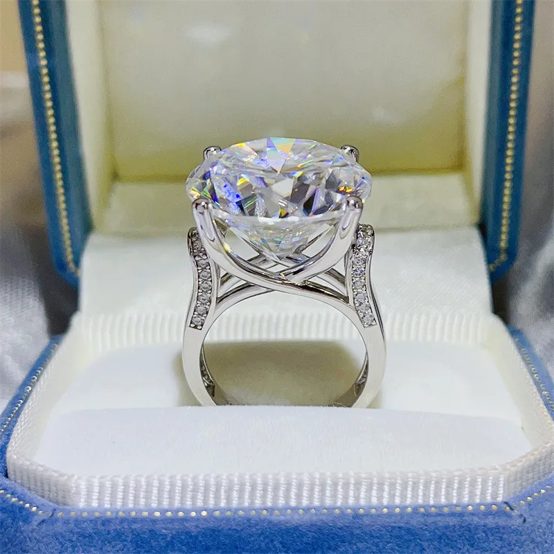 

Luxury Platinum Solid Platinum PT950 Women's Ring Diamond D Color 20 Carat Proposal Wedding Anniversary