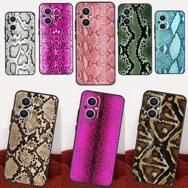 Snake Skin Print Case For OPPO Reno 8 7 6 Lite 4 5 8T 5Z 4Z 2Z Find X5 Lite X3 X2 Neo X6 Pro Phone Cover