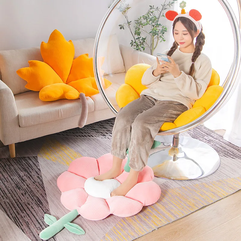 Ins Style Flower Seat Cushions For Chair Office Cute Backrest Sofa  Creative Window Floor Plush Fluffy Soft Decorative Pillow