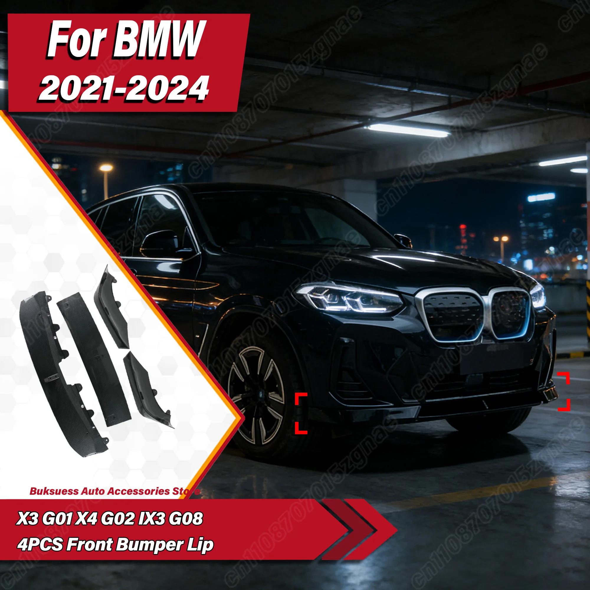 

For BMW X3 G01 X4 G02 IX3 G08 M Pack 2021 2022 2023 2024 Front Bumper Spoiler Lip Racing Splitter Shovel Surround Car Body Kit