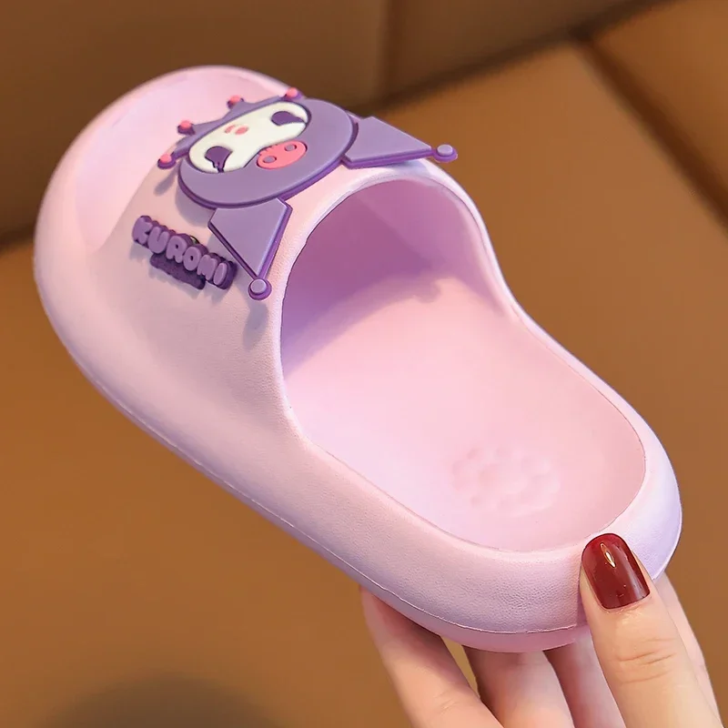 Sanrio Kuromi Cute Summer Kids Sandals Soft Slippers Indoor Outdoor Quick-Drying Cartoon Anime Sole Anti-Slip Girls Boys Gift