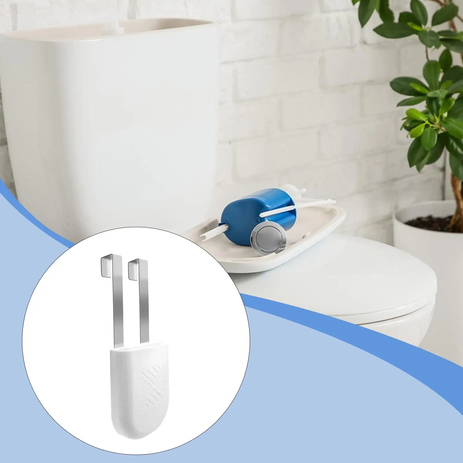 Toilet Cleaning Tool Holder Adjustable Metal Hook Easy Install White Organizer for Bathroom Tank