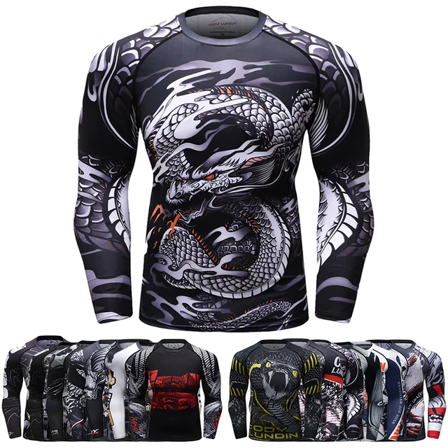 Cody Men Grappling Wear Jiu jitsu gi Rashguard bjj Koszulki bokserskie UPF 50+ Męskie sportowe bluzki do biegania Kompresyjne koszulki na siłownię