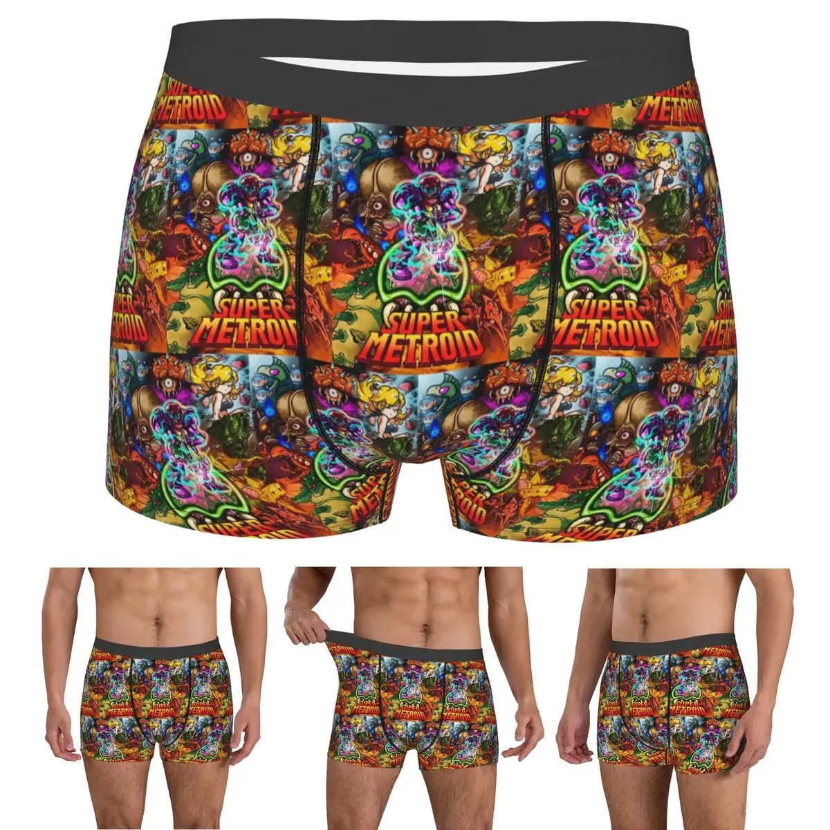 Boxer Underpants Shorts Super Metroid Large Game Panties Men Soft Underwear for Homme Man Boyfriend Gifts