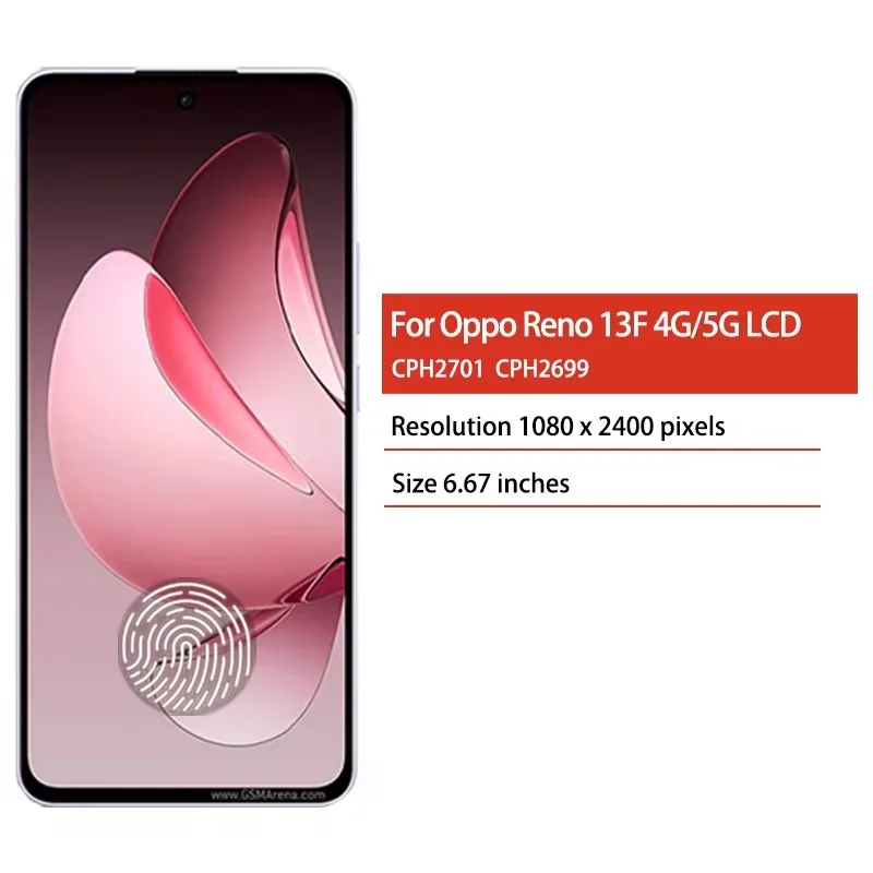 6.67'' Super AMOLED For Oppo Reno13 F 4G CPH2701 LCD Touch Screen Digitizer For Reno 13F 5G CPH2699 Display Replacement Tested