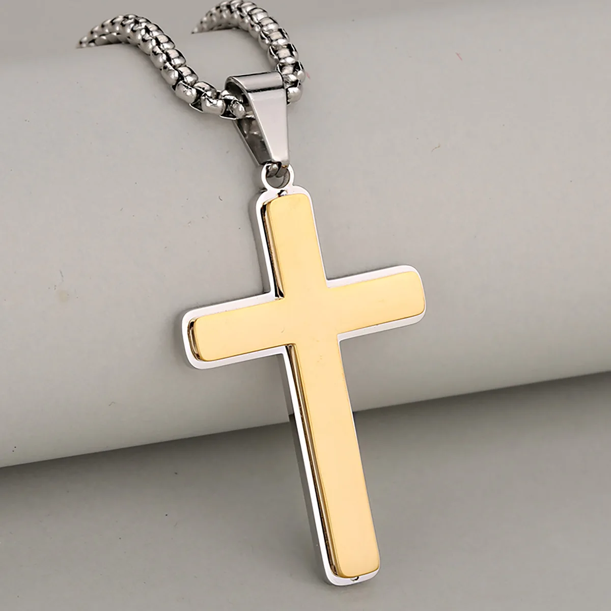 

Symbol Of Faith Stainless Steel Anti-Fade Double-Layer 3D Cross Pendant Necklace For Men And Women, Unique And Meaningful