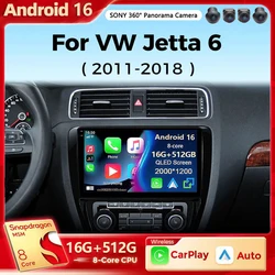 Android 16 Car Radio Multimedia Player For VW Volkswagen Jetta 6 MK6 Wireless Carplay Auto Car Stereo 48EQ GPS DSP 2Din Qualcomm
