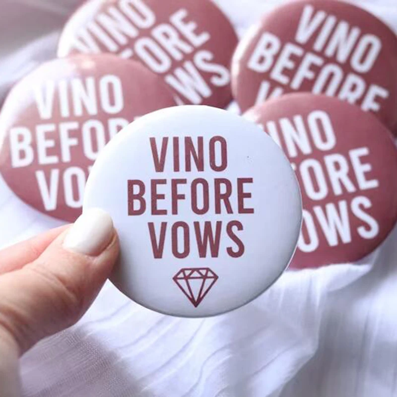 Vino Before Vows Button Badges Winery Wine Theme Bachelorette hen party bride to be bridal shower decoration bridesmaid gift