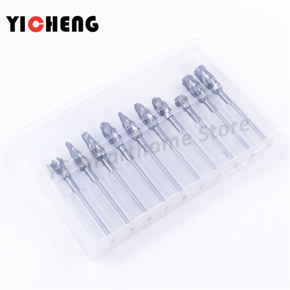 10Pcs set Texture Cemented Carbide Rotary File Jade Woodworking Metal Carving Polishing Tungsten Steel Grinding Head Material