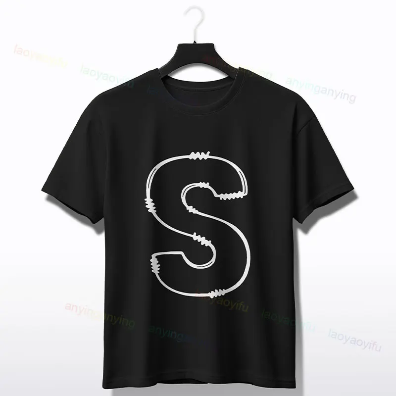 

Simple and Stylish Letter S Printed Men's Round Neck Short Sleeved T-shirt Suitable for Spring and Summer Vacation Leisure