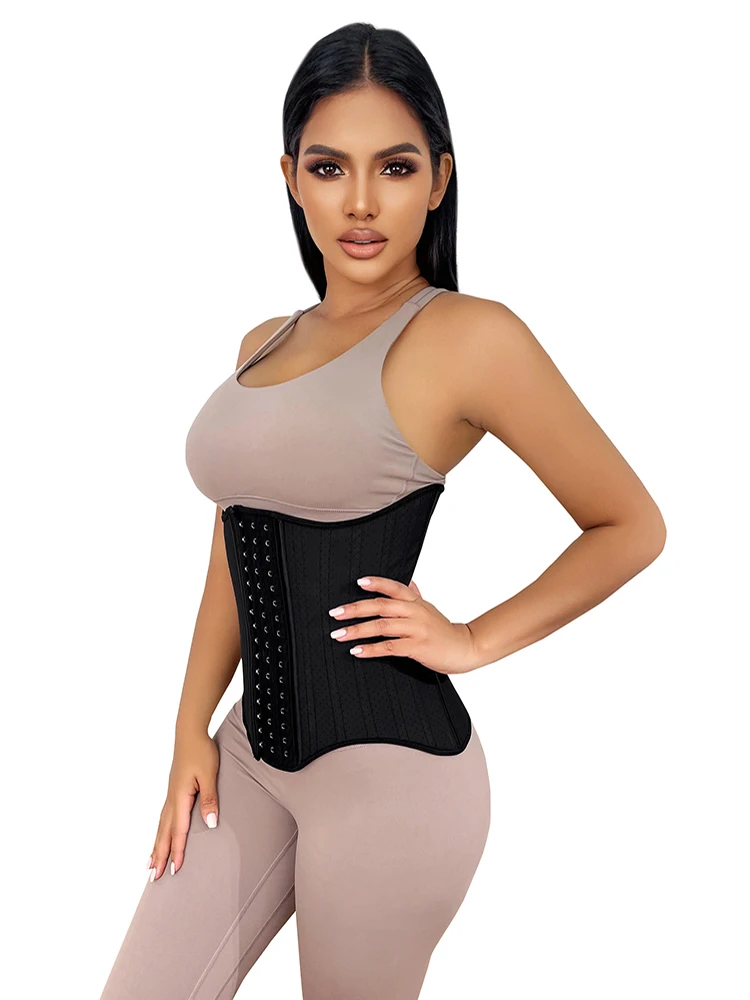 25 Steel Boned Latex Corset Women Perforated Waist Trainer Underbust Korset Girdle Belt 8753