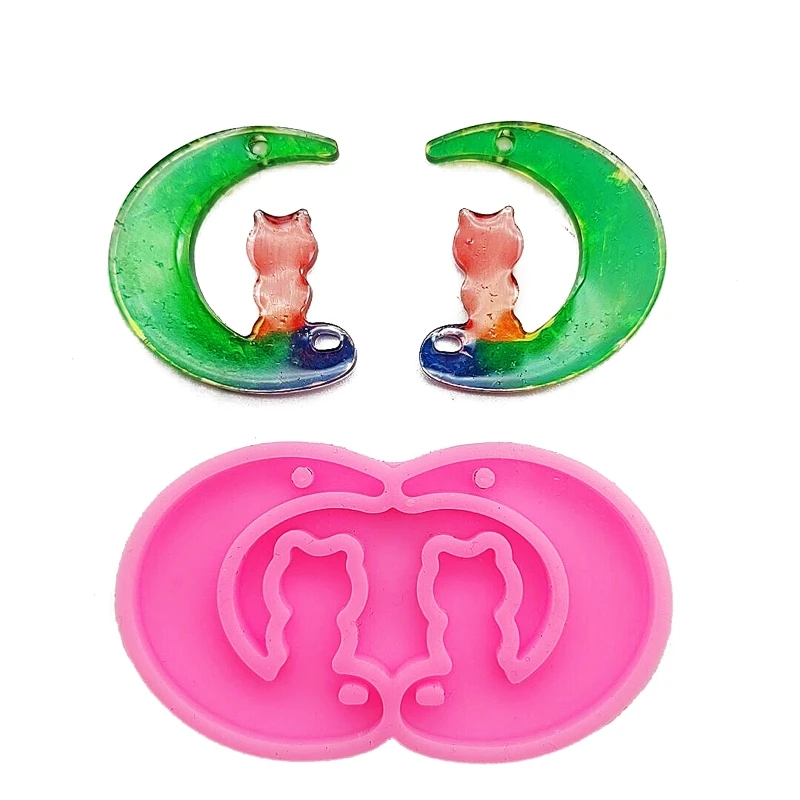 1/4Pieces Moon Resin Crafts Mould Earring Jewelry Epoxy Silicone Casting Molds Drop shipping