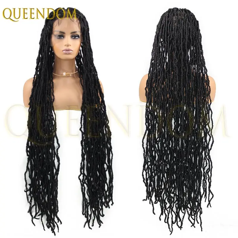 Parrucche sintetiche Butterfly Locs da 40 "per donne nere 360 parrucche anteriori in pizzo pieno trecce parrucche intrecciate twist senegalese morbide