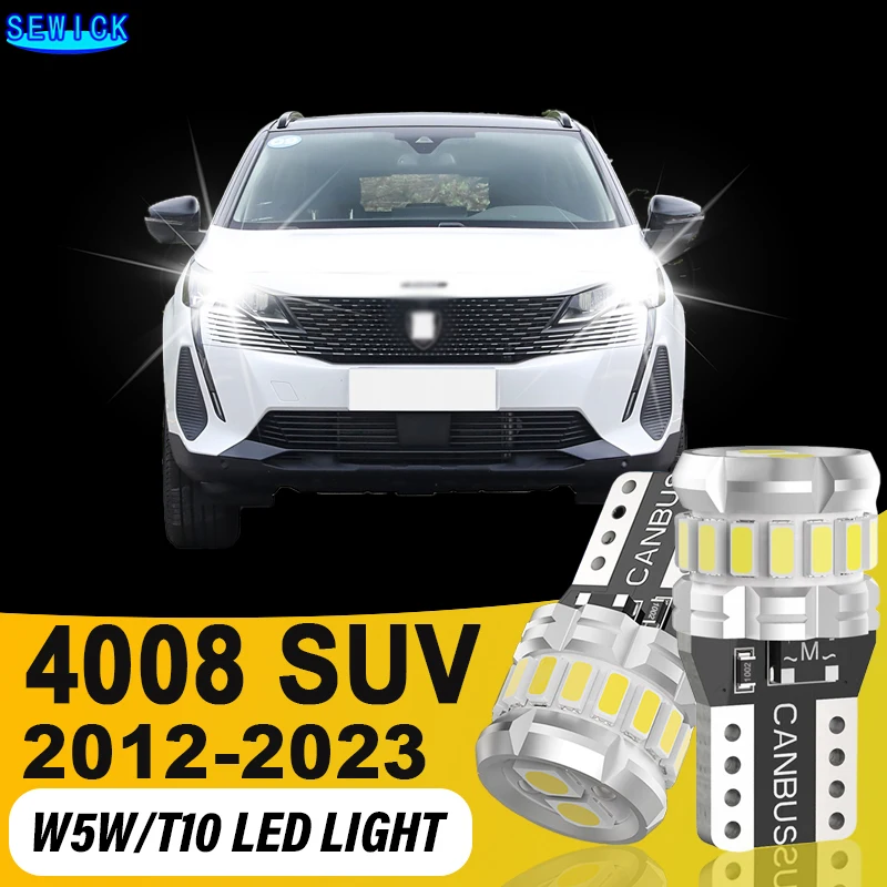 

2x LED T10 Canbus Bulb Car Parking Clearance Map Dome Reading License Plate Light For Peugeot 4008 SUV 2012 2013 2014 2015-2023