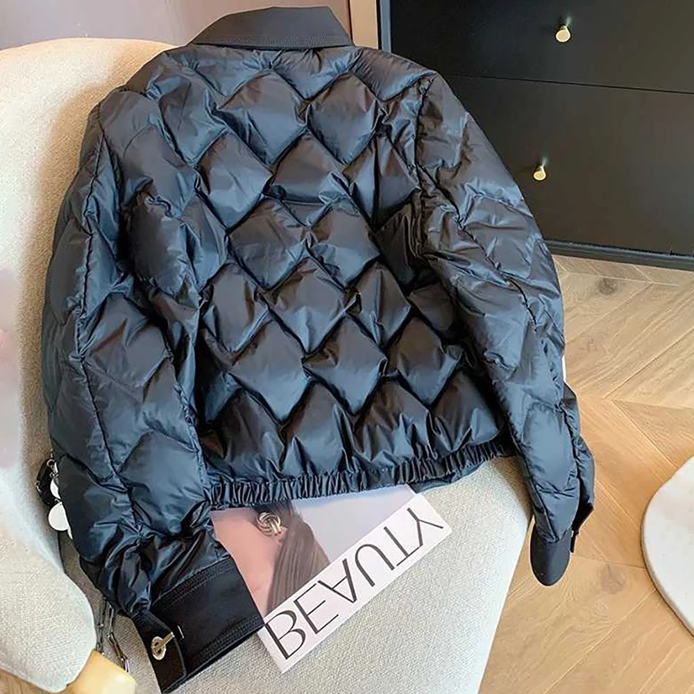 Women\'s Winter Cotton Padded Coats 2024 New Casual Solid Black Quilted Jackets Female Warm Outerwear Lightweight Cotton Jacket