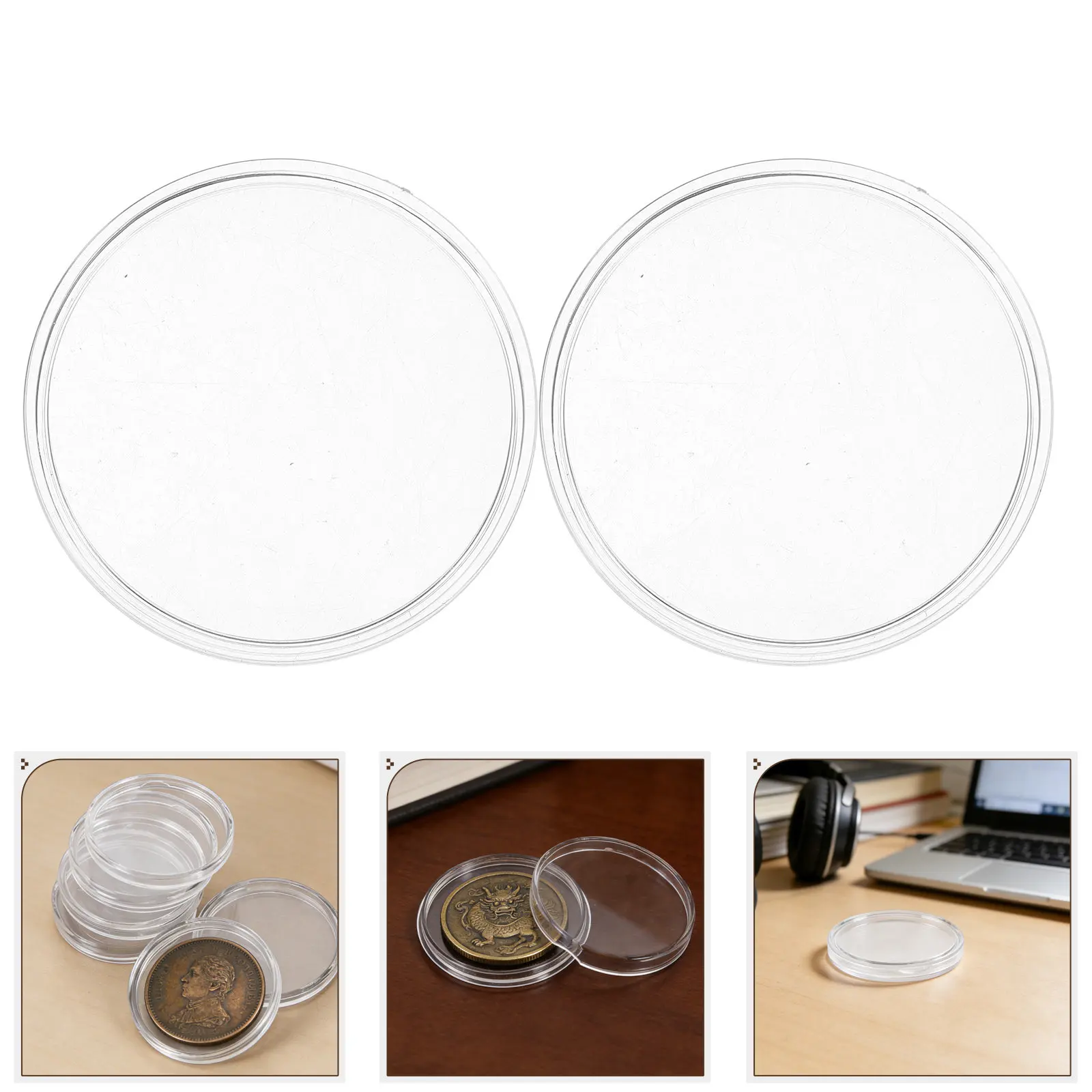 12 Cajas de Acrílico para Colección de Monedas, Diseño Transparente, a Prueba de Polvo, Fácil de Abrir, Expositor para Monedas, Medallas y Coleccionables