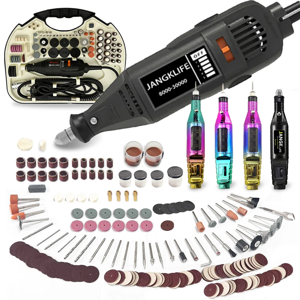 JANGKLIFE110-220V Polishing and Drilling, High-Power Grinder and 211pcs Set, Cutting, Engraving, Multi-Function Electric Grinder