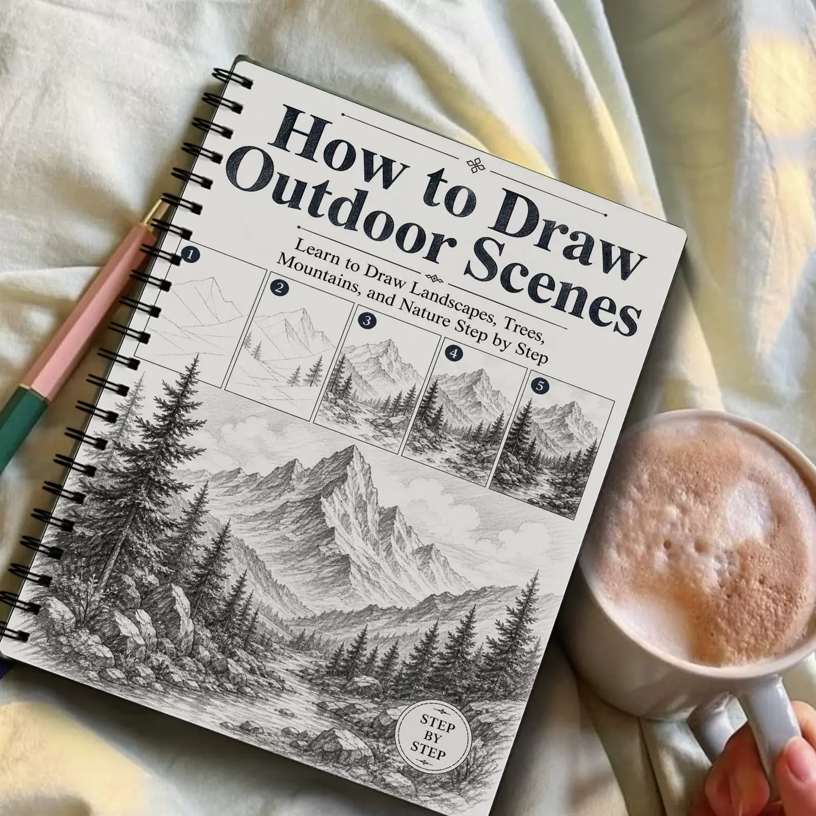 How To Draw Outdoor Scenes English Book Learn To Draw Landscapes,Trees,Moubtains,And Nature Step By Step