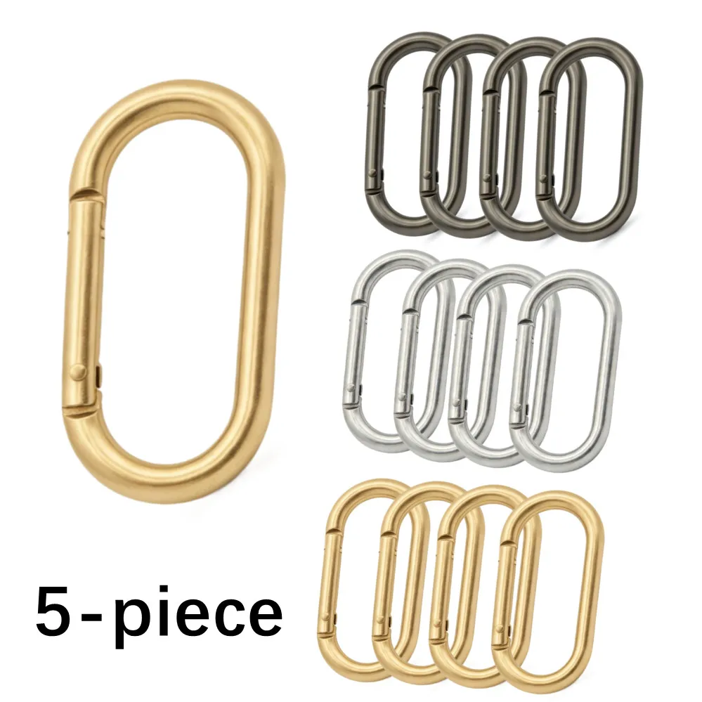 5Pcs Oval Spring O Ring Openable Handbag Strap Buckle Connect Keyring Pendant Key Dog Chain Snap Clasp Clip Carabiner