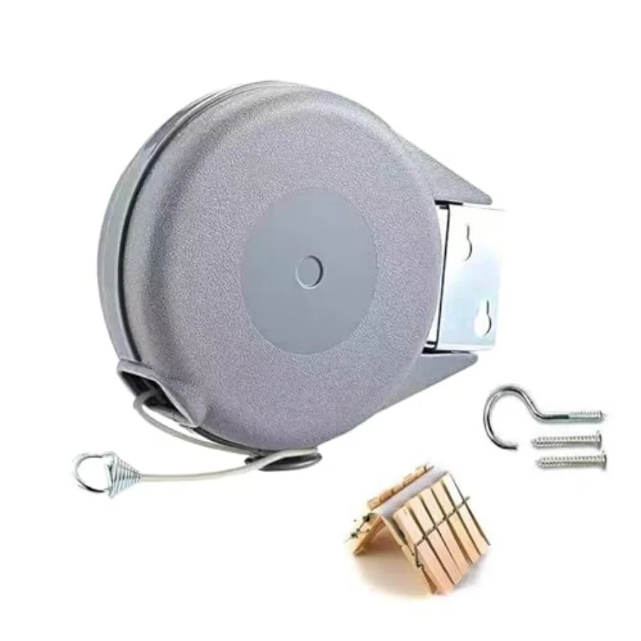 

Retractable Clothesline Used to Outdoor 12 Meters PVC Line Retracting Including 12 pcs ClothesPins Wall Mounted Retractable Lau
