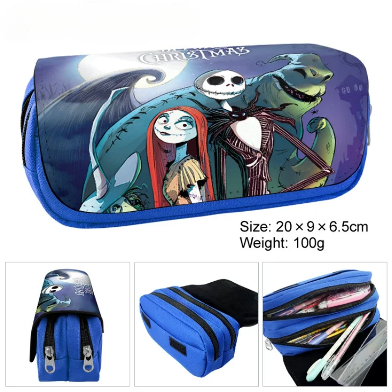 Nightmare Before Christmas Pencil Bag Anime Cartoon Jack Skellington Wallet Cosplay Pencil Box Halloween Coin Purse Kids Gift
