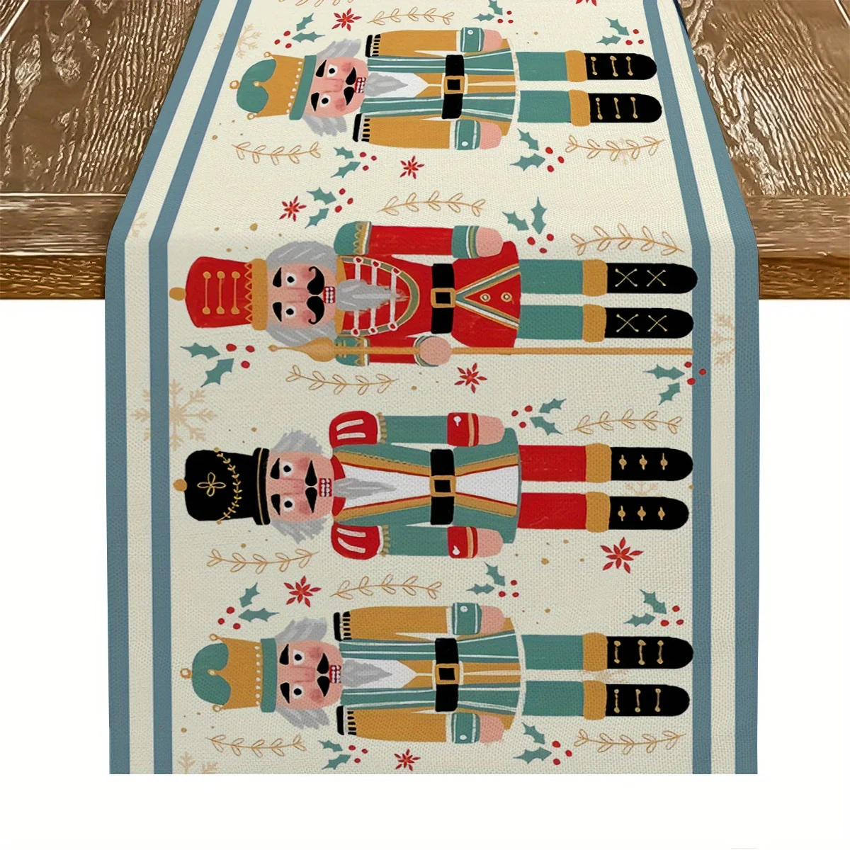 Christmas Nutcracker Table Runner Holiday Party Decor Reusable Winter Xmas Kitchen Dining Table Runner Christmas Decorations