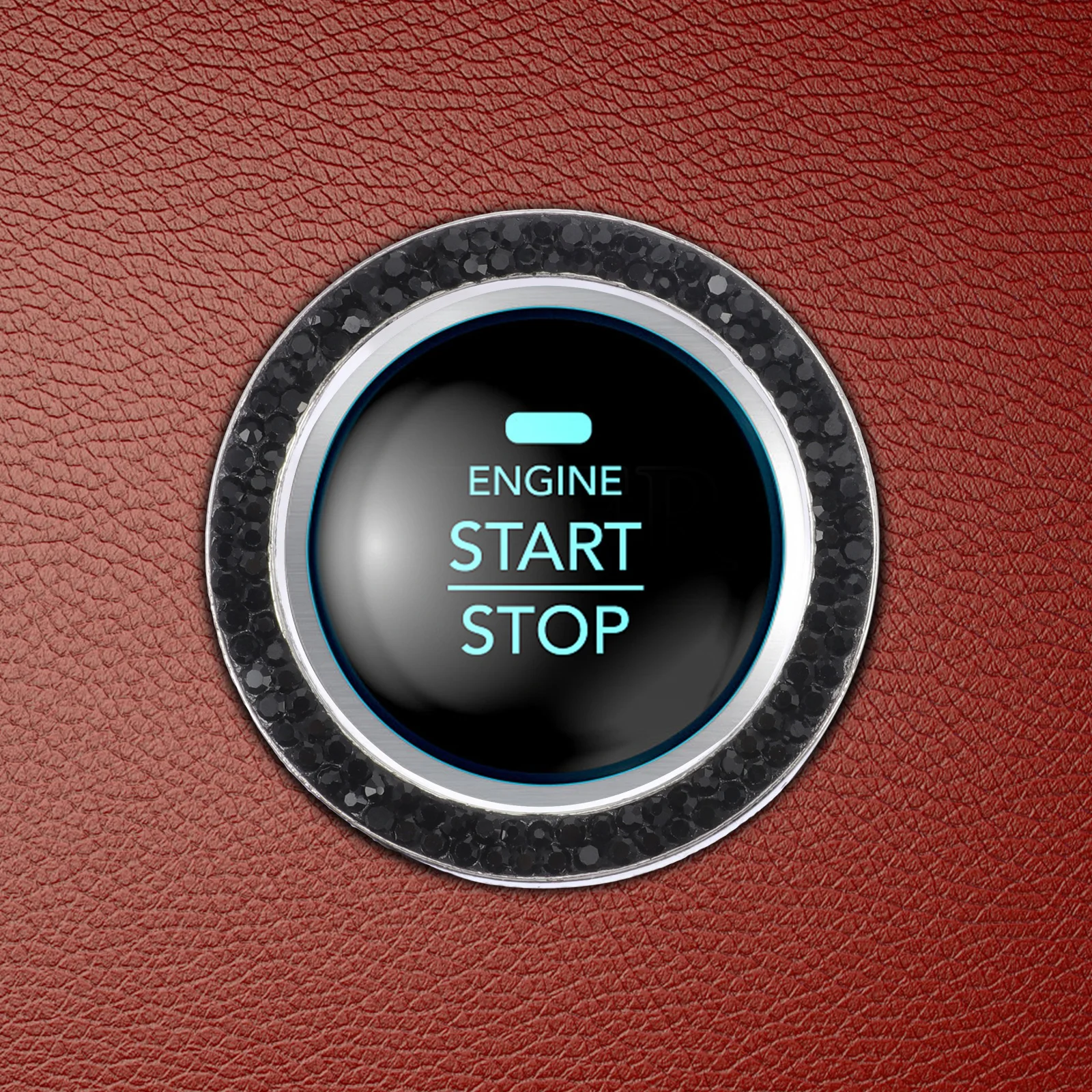 

2pcs Sparkling Rhinestone Ignition Button Covers Car Engine Start Stop Push Button Decorative Stickers Dazzling Car Interior