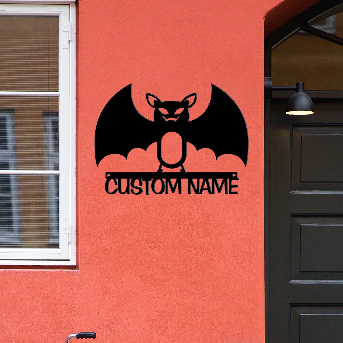 

Custom Metal Halloween Bat Wall Art Sign Decor, Hollow Out Iron Bat Sculpture Waterproof Wall Hanging Silhouettes Figurines
