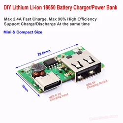 DC 5V 2A USB-C Type-c Obwód ładowania Płytka PCB Moduł szybkiej ładowarki do akumulatora litowo-jonowego 3,7 V 18650 DIY Power Bank