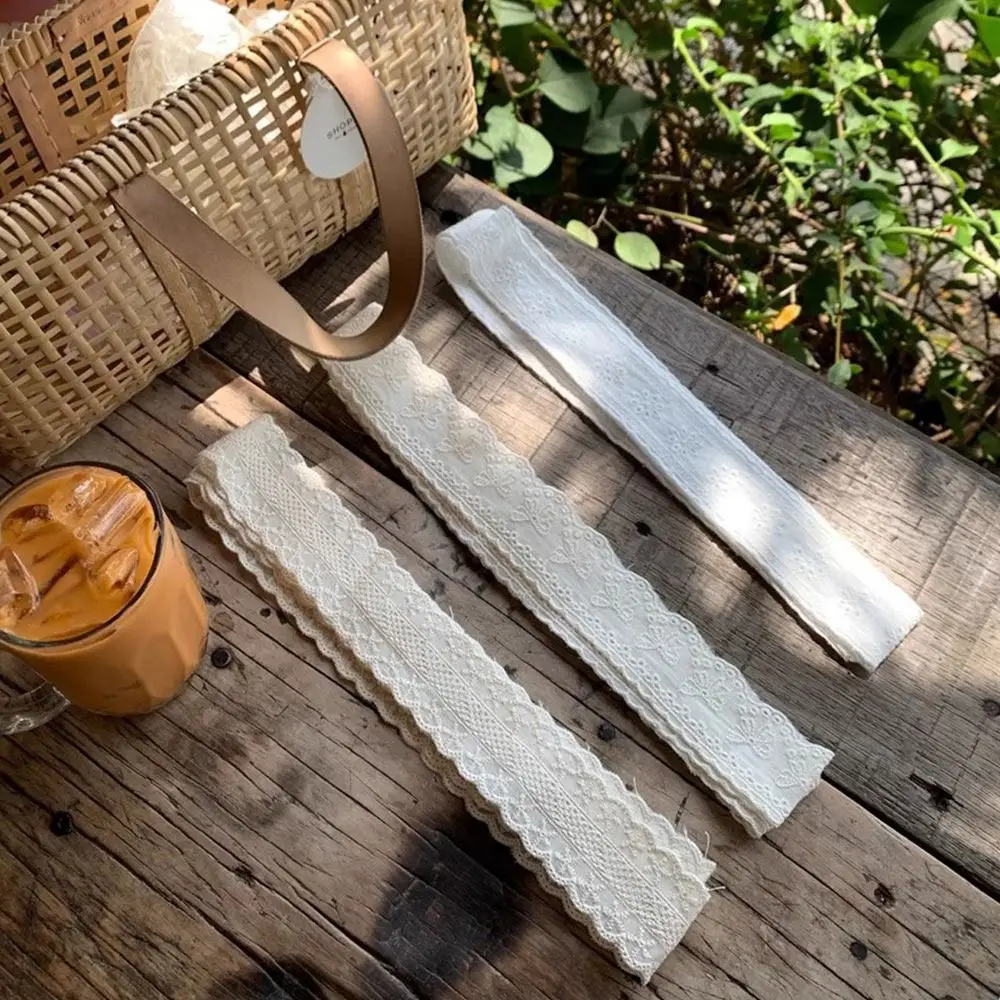 Pastoral Style Lace Cotton and Linen Ribbon Belt Cotton Embroidery Turban Accessories Ribbon Long Scarf Multifunctional Usage