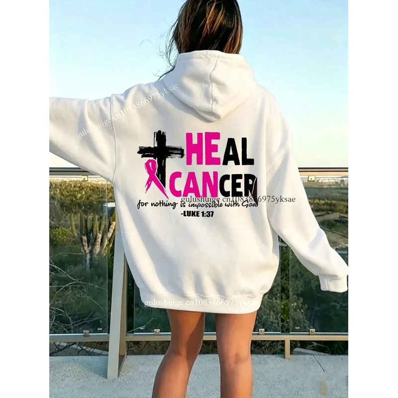 Oversized Streetwear Hoodie Halloween Gifts Heal Cancer Bible Verse Quote Autumn Winter Fall Clothes Women Mom Friend