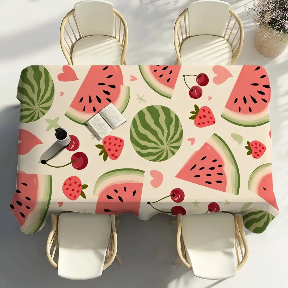 Pink Watermelon Fruit Table Cloth Party Decor Dining Room Home Kitchen Patios Waterproof Stain-Proof Table Cloth