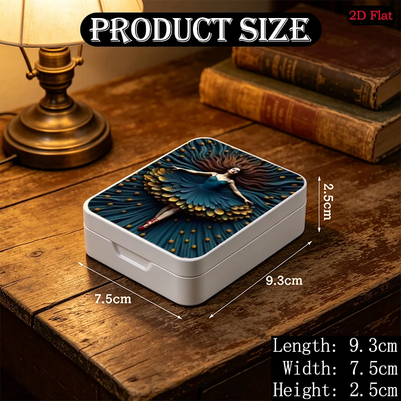 Dancing Ballerina with Feather Dress Theme Flip Top Decorative Metal Tin Box, Portable Personalized Tin Box