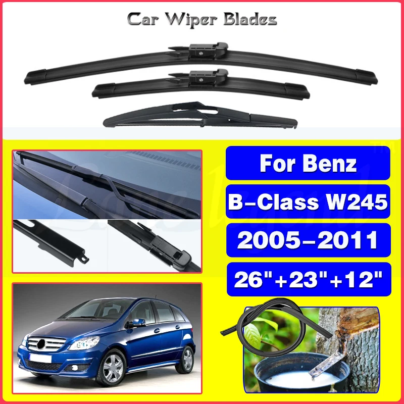 

Car Front Rear Wiper Blades For Mercedes Benz B Class W245 2005-2011 Windshield Windscreen Window Cutter Accessories 26"23"12"