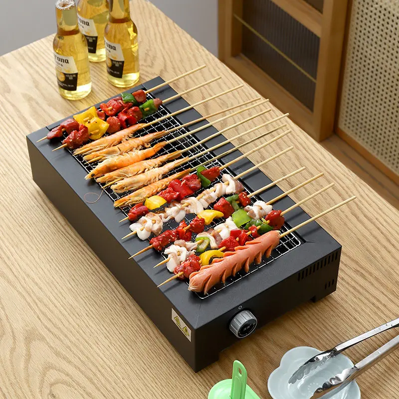 Small electric grill Electric carbon dual-purpose barbecue grill Non-stick plate Smokeless outdoor mutton skewers Electric grill