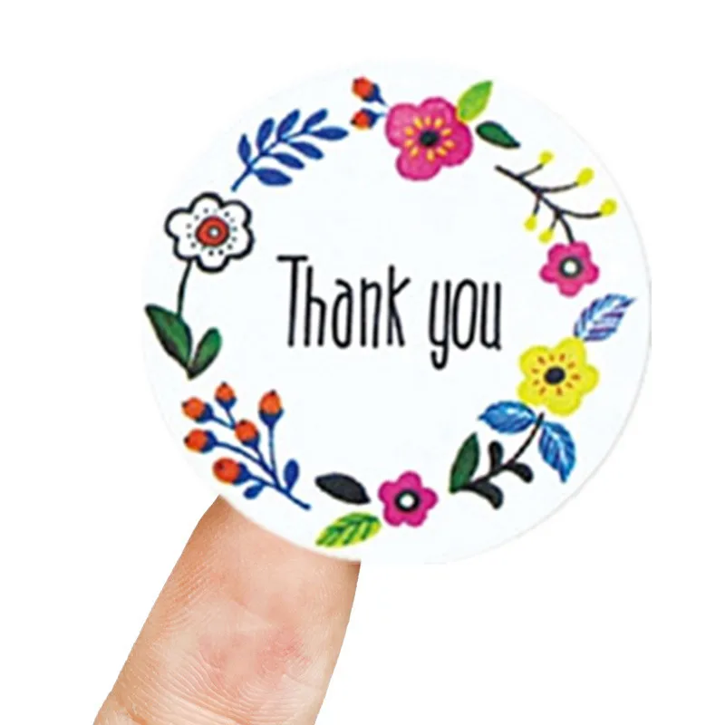 500pcs 1'' Elegant Round Floral Thank You Sticker Sealing for Cake Biscuit Baking Business Packaging Gift Envelope Decoration